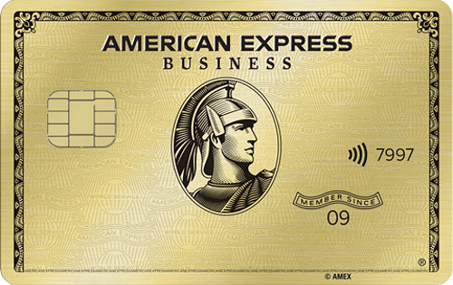 Imagen de la tarjeta American Express® Business Gold Card. La imagen muestra la tarjeta en primer plano, resaltando su diseño distintivo y el logotipo de American Express.